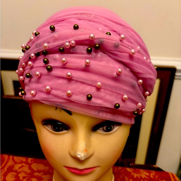 Courage Beaded Caps Chemo Sleep Turban Headwear Scarf Cap (pink) - Picture 1 of 7